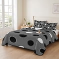 thumbnail image 2 of 3 Pieces Twin XL Quilt Set,Black and White Polka Dots Gray Soft Bedding Sets with 1 Quilt & 2 Pillow Shams,Modern Minimalist Style Summer Bedspread Lightweight Coverlet Comforter for All Season, 2 of 8