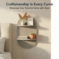 thumbnail image 3 of American Art Decor Grey Boho Arched Modular Carved Wall Shelf, Wooden 2-Tier Floating Bookshelf for Wall, Fluted Arch Display Shelf for Bedroom Bathroom Kitchen Living Room Decor, 14" x 24", 3 of 8