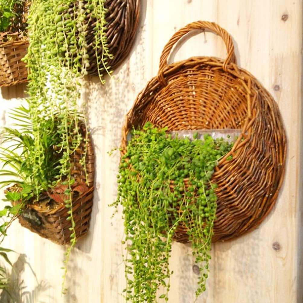 ABCISI Woven Hanging Basket, Rattan Flower Basket Hanging Planters: 2PCS Rustic Flower Pot Wall Hanging Plant Containers, Woven Storage Baskets Flower Holder for Decor Hanging Planters