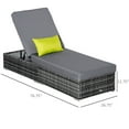 thumbnail image 2 of CoSoTower Patio Wicker Lounger, Outdoor PE Rattan Single Chaise Lounge w/Adjustable Recliner Backrest, Cushion, & Pillow, Grey, 2 of 7