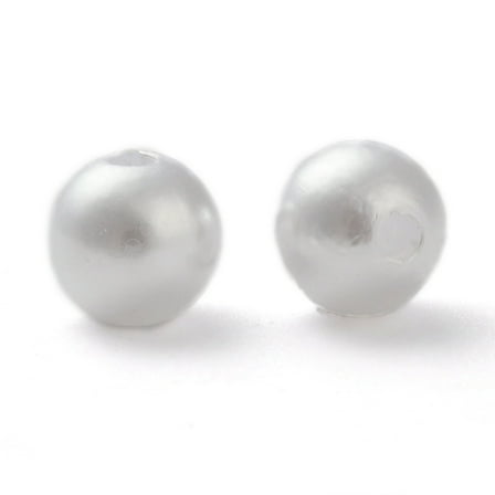 100pcs ABS Plastic Imitation Pearl Ball Beads Round White 8mm Hole: 2mm