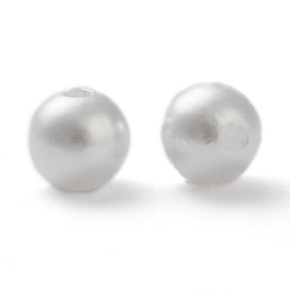 100pcs Plastic Imitation Pearl Ball Beads Round White 8mm Hole: 2mm White