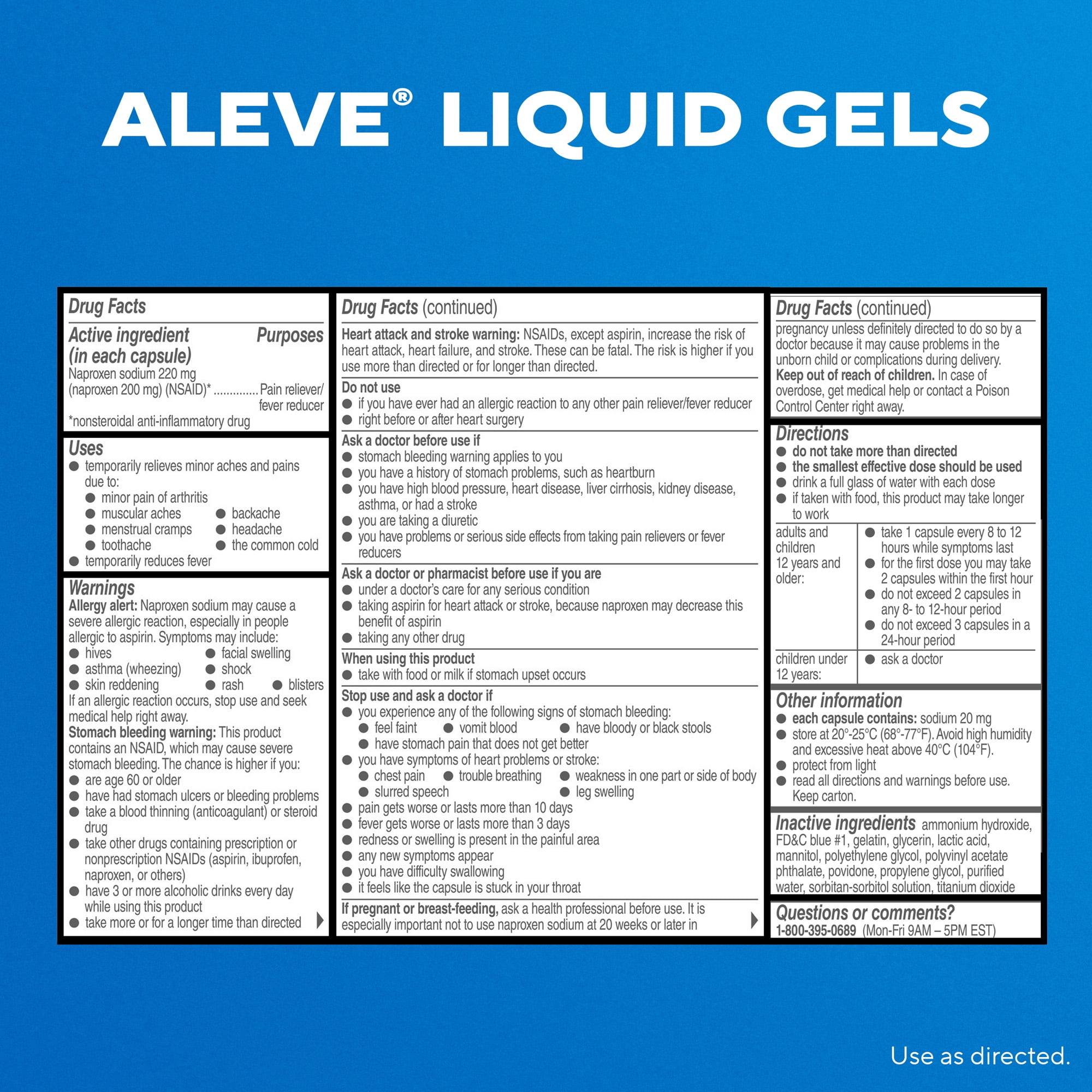 Aleve Liquid Gels Naproxen Sodium Pain Reliever, 80 Count