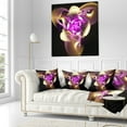 thumbnail image 3 of Designart Purple and Golden Fractal Flower Design - Abstract Throw Pillow - 16x16, 3 of 5