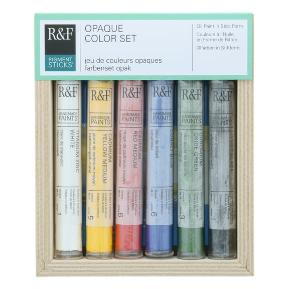 R&F Handmade Paints Pigment Stick Set, 6-Colors, Opaque Colors