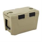 Barara King Durable Insulated Hard Shell Ice Chest with Cup Holders Bottle Opener and Drain Plug for Outdoor Camping Travel and Party Use, Sand Color