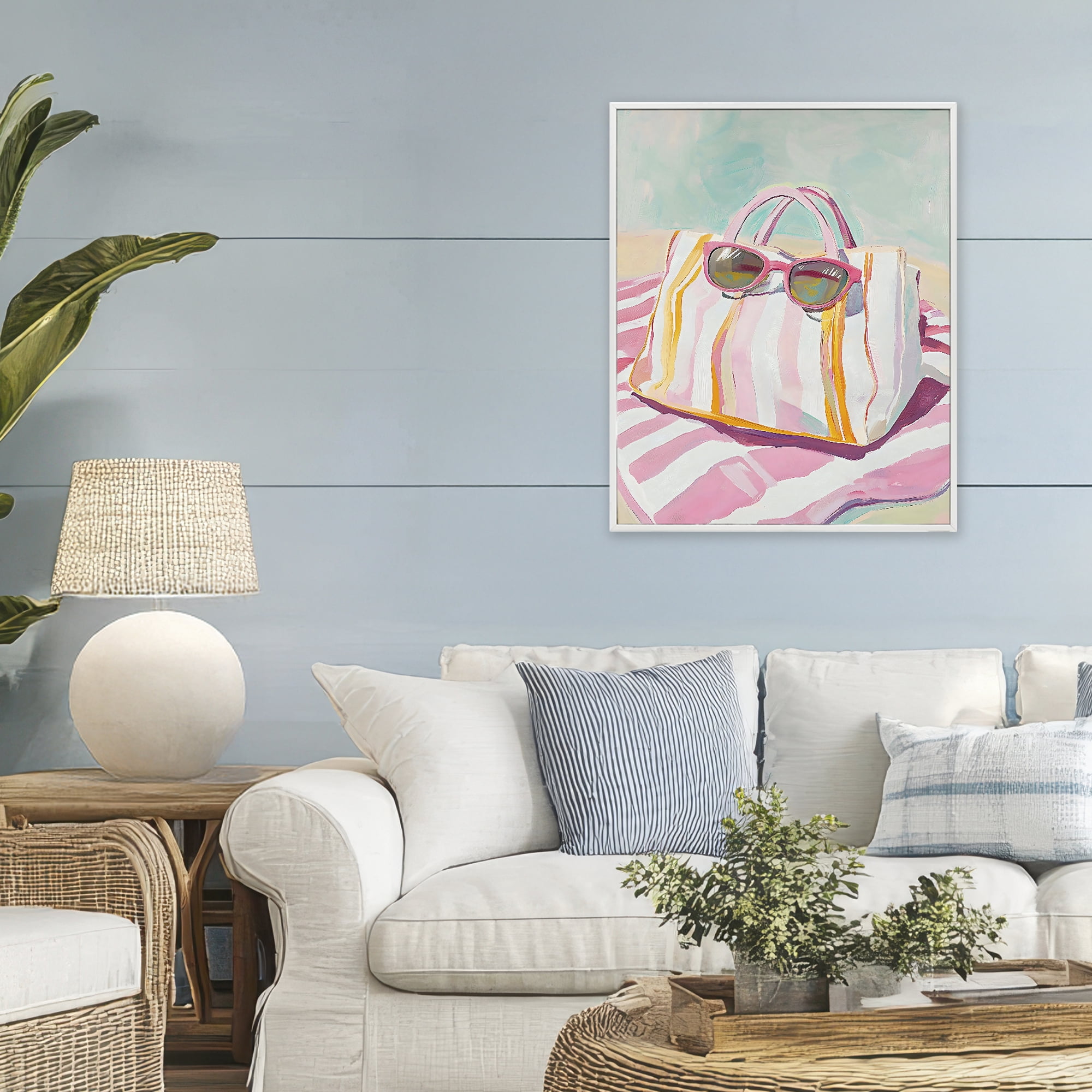Stupell Industries Beach Bag & Sunglasses White Framed Giclee Art, design by The Prints Vibe