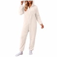 thumbnail image 2 of Timegard Plus Size Rompers for Women Fall Winter Fleece Fuzzy Hoodies Zipper Warm Jumpsuit Pajamas Sleepwear, 2 of 6