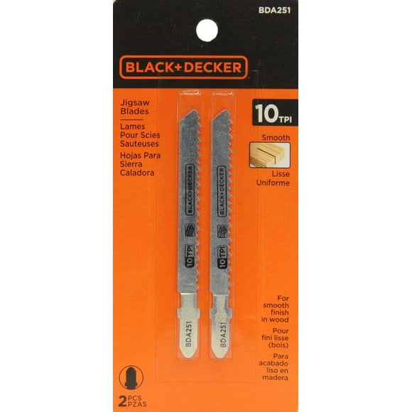 BLACK+DECKER 3 3/8"x 10 TPI Smooth Finish Wood JigSaw Blade 2pk
