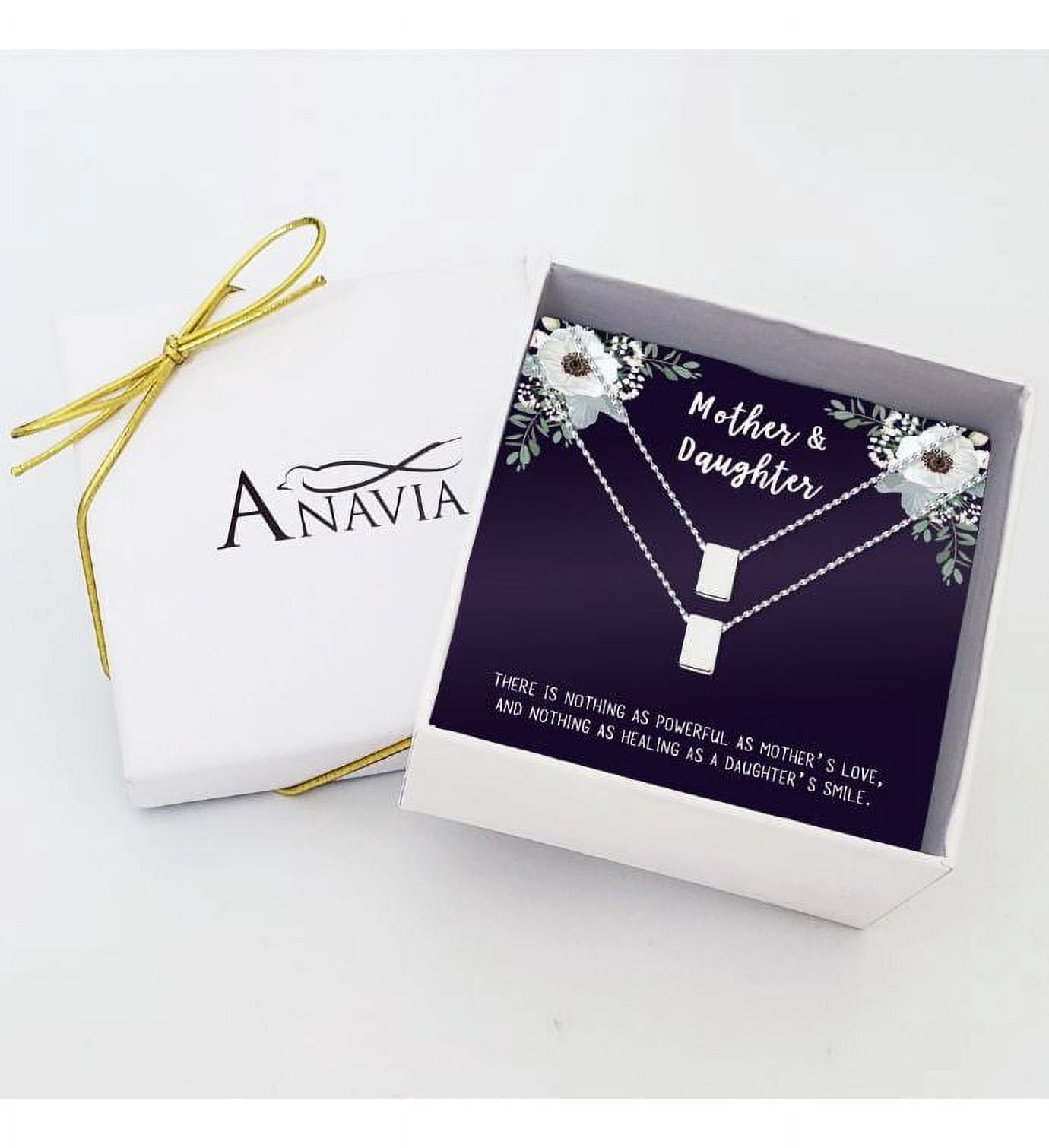 Matching Cube Card Necklace, Matching Mother's Day Gift for Her, Mom and Daughter Jewelry, Mom and Daughter Cube Necklaces [Silver Cube, No-Personalized Card]
