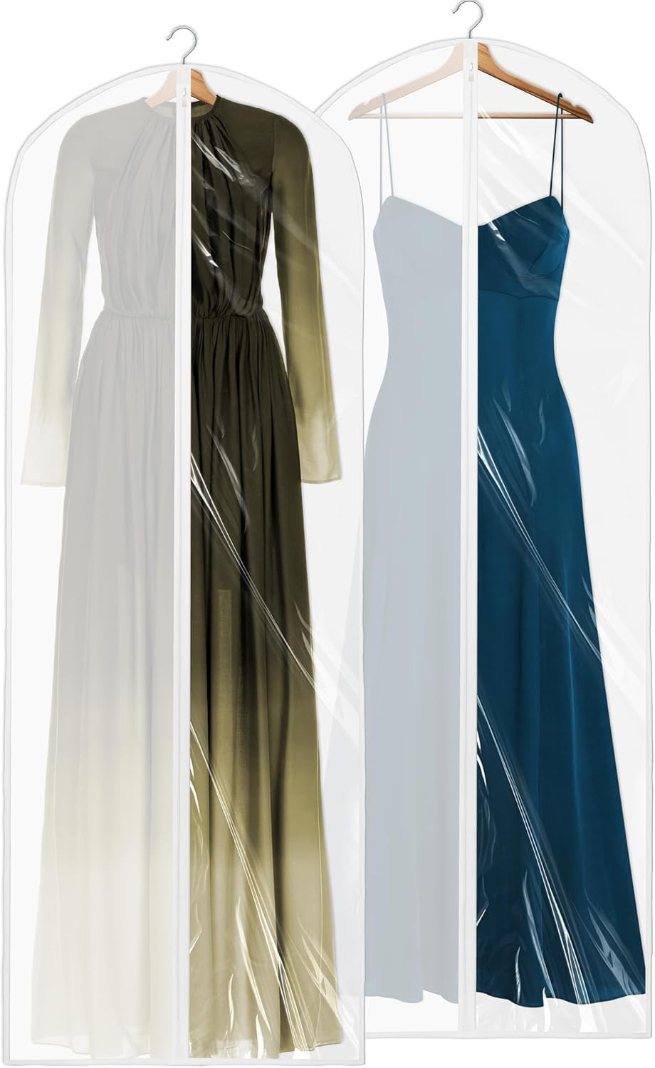 40-Inch Clear Garment Bags with Zipper for Suits, Dresses, Costumes, Uniforms - 5 Pack