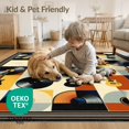 thumbnail image 4 of ODIKA 8'x10' Washable Area Rug Guitar Rock Music Vinyl Record Motif Retro String Themed Rocks for Living Room, Under Sectional, Family , Durable, Non-Slip, 4 of 7