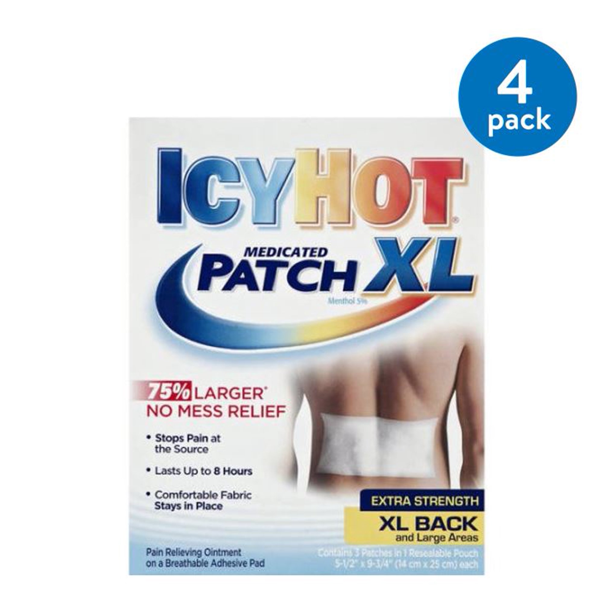 (4 pack) (4 Pack) Icy Hot Medicated Patch XL Back and Large Areas - 3 CT