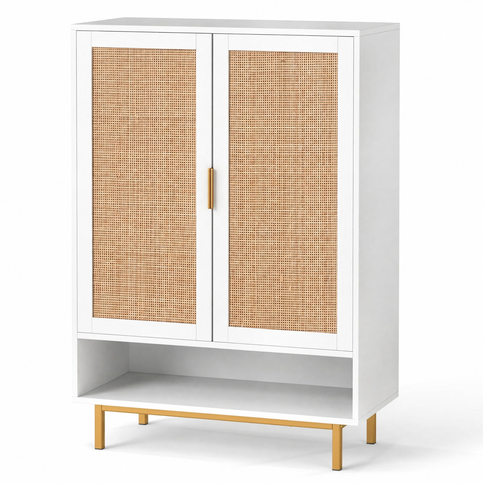 Furnibear 43 Inch Tall 6 Tier Shoe Cabinet with Double Doors and Adjustable Shelves for Entryway Living Room and Closet, White