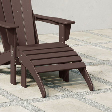 WestinTrends Outdoor Ottoman Patio Adirondack Ottoman Foot Rest All Weather Poly Lumber Folding Foot Stool for Adirondack Chair Widely Used for Outside Porch Pool Lawn Backyard Dark Brown