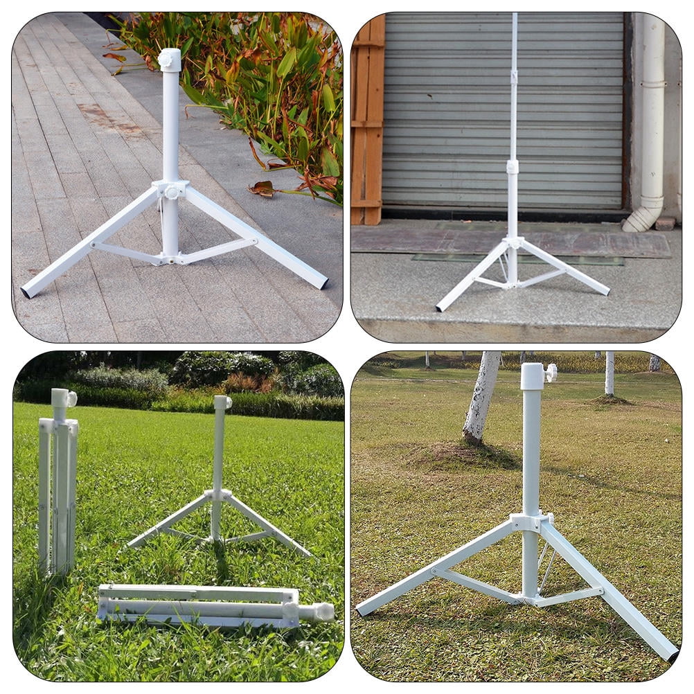 LULULION Garden Umbrella Stand Iron White for Beach Umbrellas 1Set