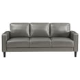 thumbnail image 2 of Rumi Sofa, Gray Faux Leather, Modern Track Arms, Foam Cushions, 77 Inch, 2 of 2