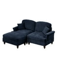 thumbnail image 5 of Elegant Mid Century Large Two Seater Modular L Shaped Sofa Couch with Flared Arms and Removable Ruffles Pleats Skirts and Spindle Legs, Comfy Chenille Loveseat Sofa with Movable Ottoman,Blue, 5 of 22