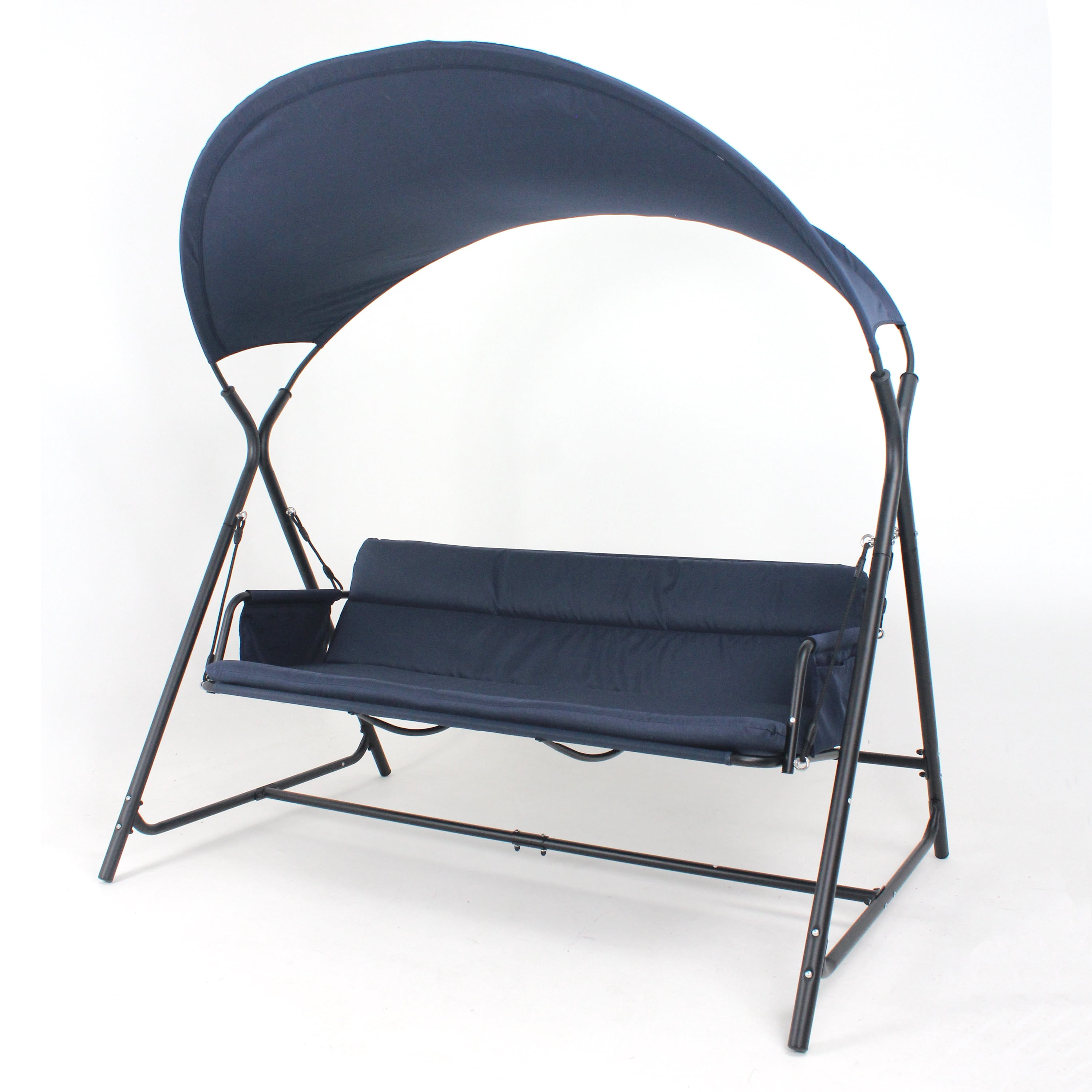 3-Person Outdoor Patio Swing Chair, Heavy-Duty Metal Frame Garden Porch Swing with Cushion