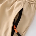 thumbnail image 6 of Boys Khaki Sports Athletic Shorts 6-14Y, 100% Polyester Quick Dry Breathable Activewear with Elastic Waist Drawstring, Zipper Pockets & Reflective Logo,Size 12-13T, 6 of 9