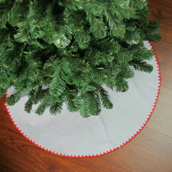 26" Christmas Traditions Winter White with Red Shell Stitching Mini Christmas Tree Skirt