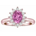 thumbnail image 3 of Star K � Classic Lady Diana Halo Oval 7x5 Created Pink Sapphire Ring, 3 of 9