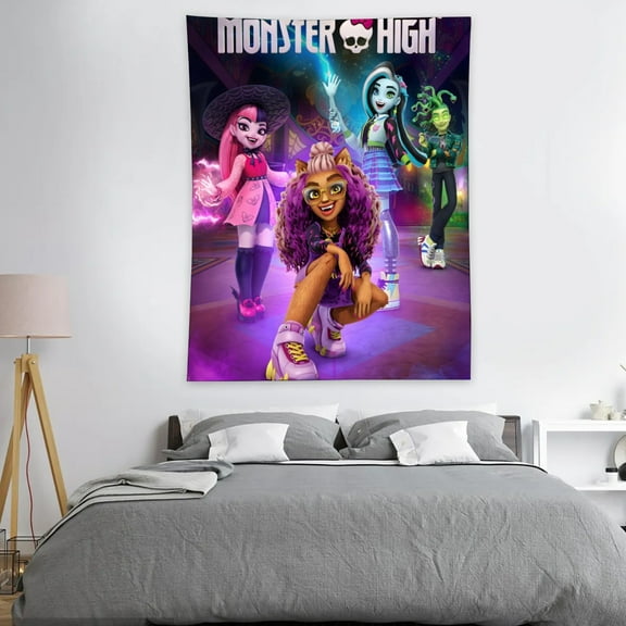 Monster High-Theme Anti-pilling Tapestry Gift Wall Hanging Backdrop for Room Bedroom Girls Fans Background Banner Party Birthday Supplies Decor