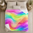 thumbnail image 5 of Rainbow Wave Abstract Colorful Fluid Art, Cozy Coastal Landscape Scene, Warm Flannel Blanket for Beach House and Living Room, Beach Lovers Housewarming Gift, Coastal Home Decor, 5 of 9