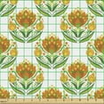 thumbnail image 2 of Ambesonne Ethnic Fabric by the Yard Upholstery, Russian Folk Orange Flower, 2 Yards, Burnt Orange Fern Green, 2 of 5