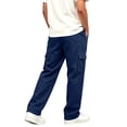 thumbnail image 7 of CYRBOKO Boys Cargo Sweatpants Size 10-12 with Pockets, Drawstring Elastic Waist Casual Relaxed Fit Athletic Pants Blue, 7 of 7