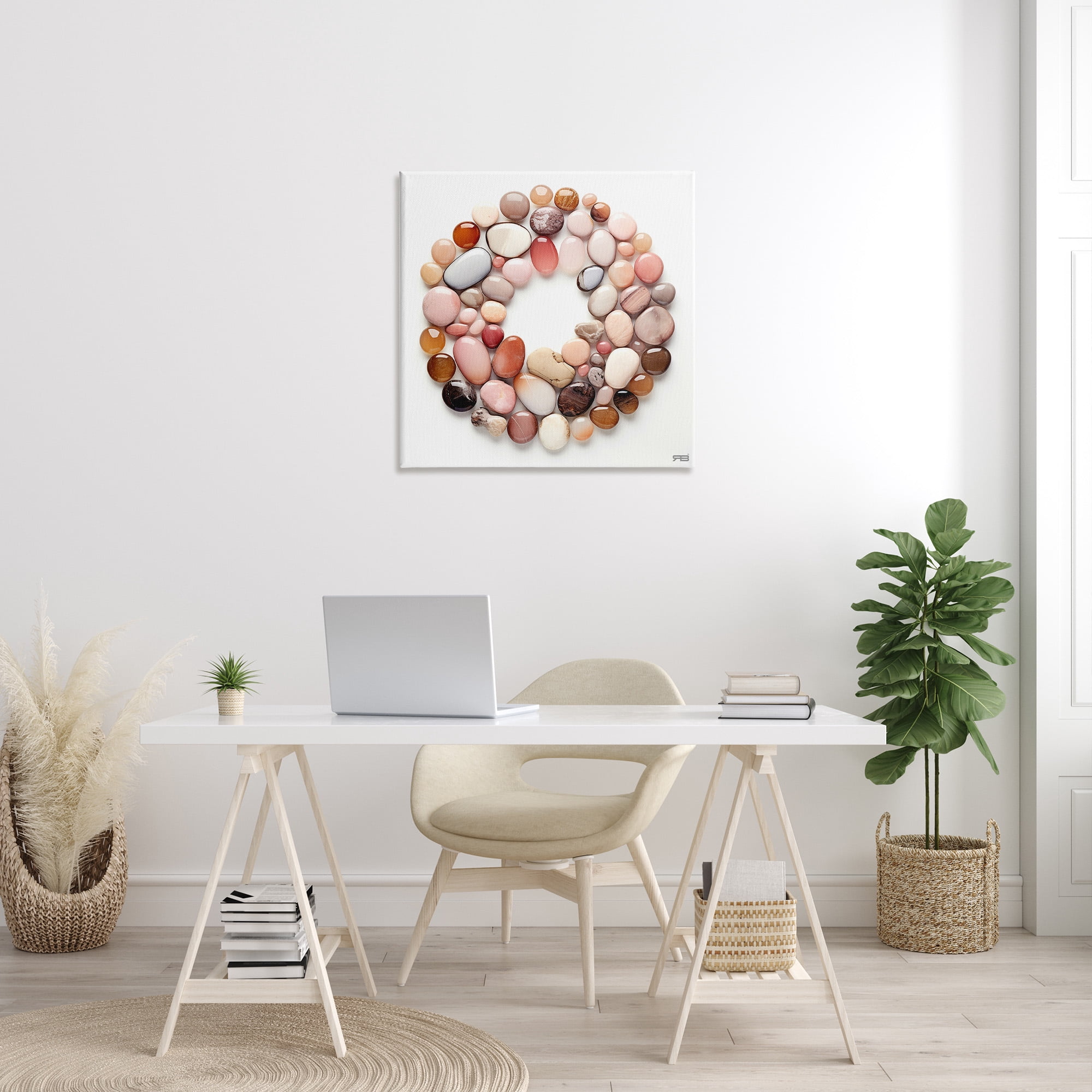 Stupell Industries Various Pebbles in Circle Landscape Painting Gallery Wrapped Canvas Art Print Wall Art, 30 x 30