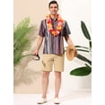 thumbnail image 3 of Camisa Rayas Lars Amadeus Botones Mangas Cortas Playa Verano Informal Multicolor XXL, 3 of 6