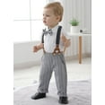 thumbnail image 2 of Baby Boy Clothes Suit 3-18 Months Newborn Formal Dress Shirt Suspender Pants Outfit Wedding 3PCS, 2 of 11
