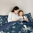 thumbnail image 4 of Feelyou Cartoon Octopus Navy Bedding Comforter Set 7 Pieces for Teen, Sailboat Compass Full Bedding Set, Ocean Marine Theme Reversible Fitted Sheet Flat Sheet, Super Cozy Room Decor, 4 of 8