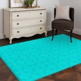 thumbnail image 3 of 2.7x5 Area Rugs, Turquoise Plaid Non-Skid Rubber Backing Large Rectangle Rugs - Living Room Bedroom Home Office, Geometric Leaf Diamond Morocco Abstract Indoor Floor Mat Carpets Washable Rug, 3 of 9