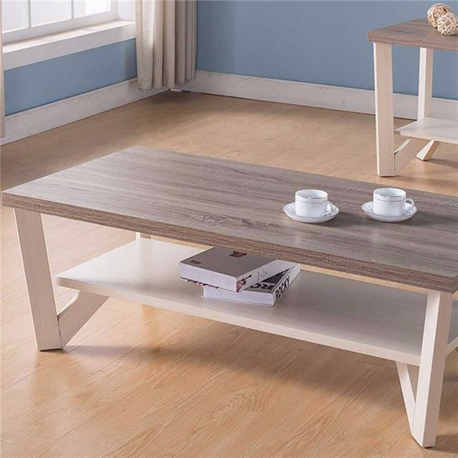 Stylish Center Display Coffee Table 44, Light Brown And White Coffee Table