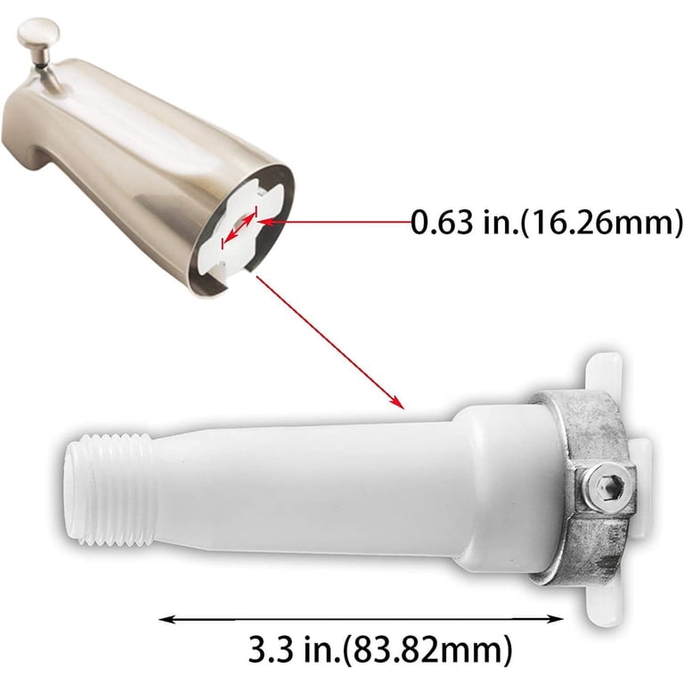 Slip-On Bathtub Faucet – Universal Tub Spout With Pull-Up Diverter, Fits 1/2" Copper Tube (5/8" Diameter), Chrome Finish, Hex Wrench Included