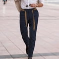 thumbnail image 2 of qolati Cargo Pants for Men Casual Slim Fitted Straight Legs Cotton Linen Dressy Pants Classic Fit Stretchy High Waisted Business Work Suit Trousers, 2 of 7