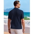 thumbnail image 3 of COOFANDY Men's Short Sleeve Knit Polo Shirt Vintage Button Down Casual Summer Polo Beach Tops, 3 of 6