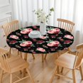 thumbnail image 3 of Pioneer Flower Floral Print Pattern Round Fitted Tablecloth with Elastic Edge,Dining Table Cover Waterproof,Outdoor Round Tablecloth for Camping,Dining,Indoor and Outdoor, 3 of 7