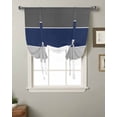 thumbnail image 2 of Black Grey Navy Blue Striped Tie Up Curtains for Window, Geometric Horizontal Simple Lines Thermal Insulted Balloon Shade Adjustable Rod Pocket Curtains Valance for Kitchen Bathroom Café 42 x 63, 2 of 7
