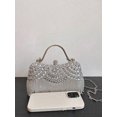 thumbnail image 6 of REMANLAND Women's Sparkling Rhinestone Fringe Evening Handbag with Top Handle and Chain Strap, Silver, 6 of 9