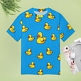 thumbnail image 4 of Rubber Ducks Blue Pattern Women's Short Sleeve T-Shirt Crew Neck Casual Summer Trendy Loose Fit Tops, 4 of 6