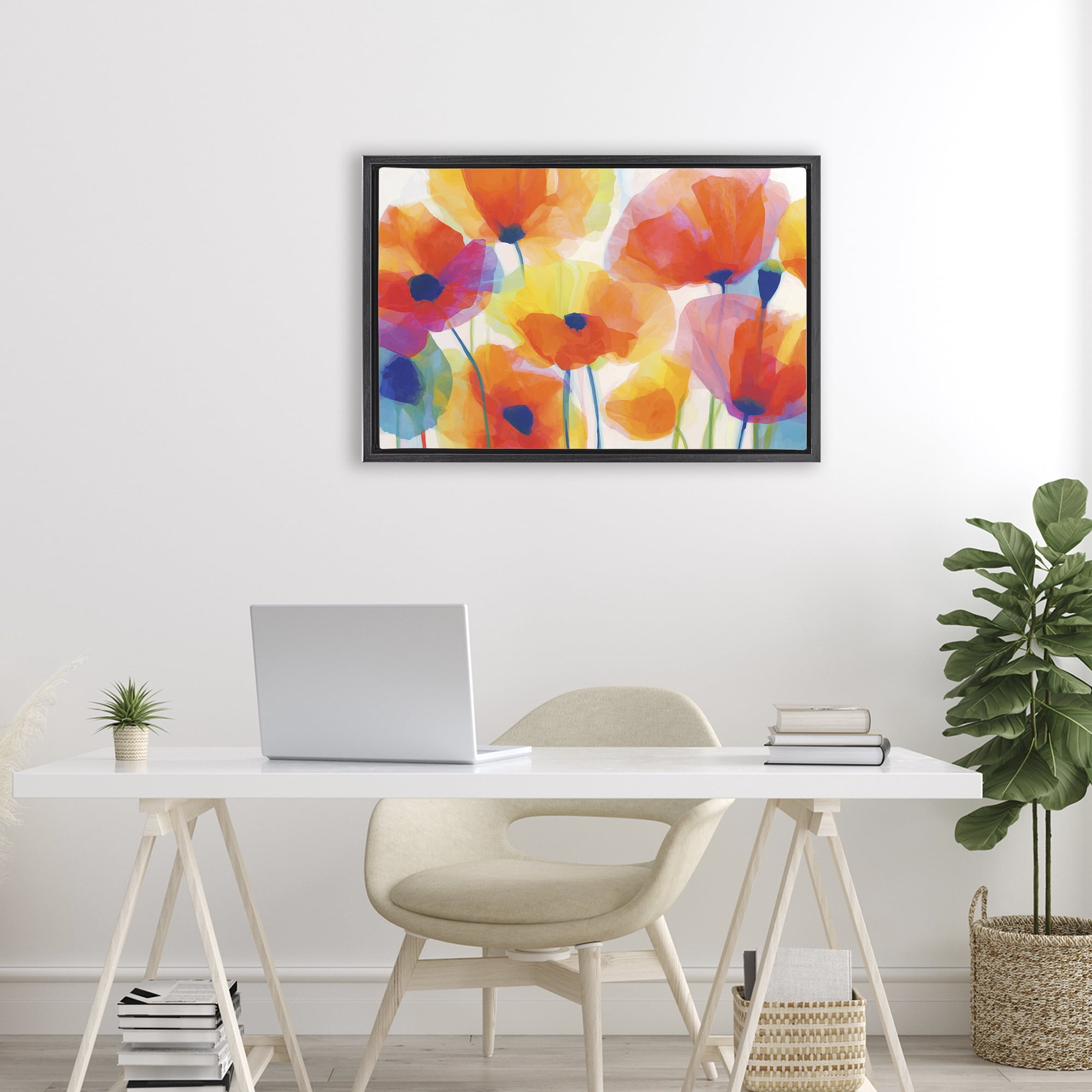 Stupell Industries Poppies At Golden Hour Black Framed Floater Canvas Wall Art, design by Chromatic Storm Studio