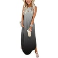 thumbnail image 2 of WTXUE Maxi Dresses, Beach Dress Sleeveless Backless Dress Crew Neck, Women Casual Sundress Crisscross Split Summer Gradient with Pockets Vestidos Maxi Women, Gray Size M, 2 of 6