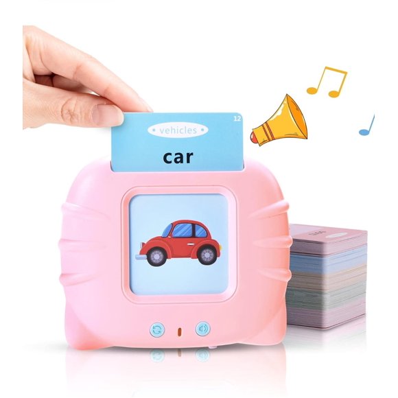 BabyBloom 112 Cartes Cartes Flash Parlantes pour Tout-Petits 2-3 Ans, Jouets Éducatifs pour 1 2 3 4 Ans-Rose
