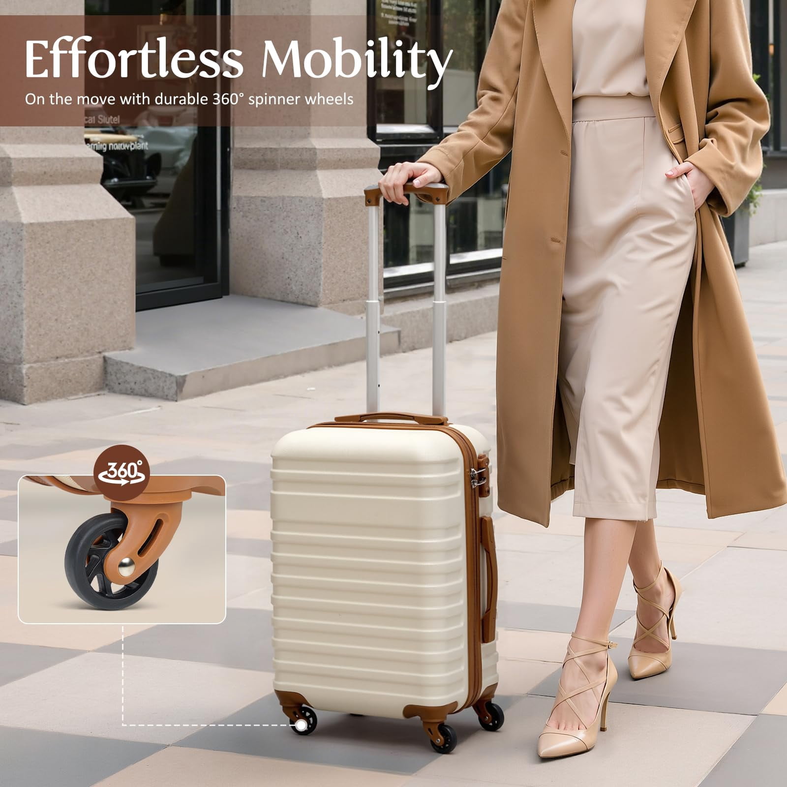 Coolife Suitcase Set 3 Piece Luggage Set Carry On Hardside Luggage with TSA Lock Spinner Wheels (Sky Blue, 3 piece set (DB/TB/20))