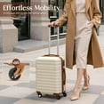 thumbnail image 4 of Coolife Suitcase Set 5 Piece Luggage Set Carry On Hardside Luggage with TSA Lock Spinner Wheels (Navy+Red, 5 piece set), 4 of 8