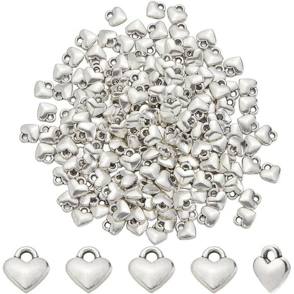 1 Box 200Pcs Silver Heart Charms Love Charms Bulk Mini Tibetan Alloy Metal Valentine's Day Cute Tiny Hearts Charms for Jewelry Making Charms Supplies Accessories Necklace Bracelet DIY Crafts