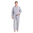 thumbnail image 2 of Amaxer Mens Cotton Flannel Pajama Set, Long Sleeve Button‑Down Top & Elastic Waist Long Pants, Breathable Sleep Loungewear, Size L, 2 of 6
